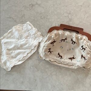 Vintage 1960s/70s Bermuda bag with two linen 8 button covers with Wooden Handle